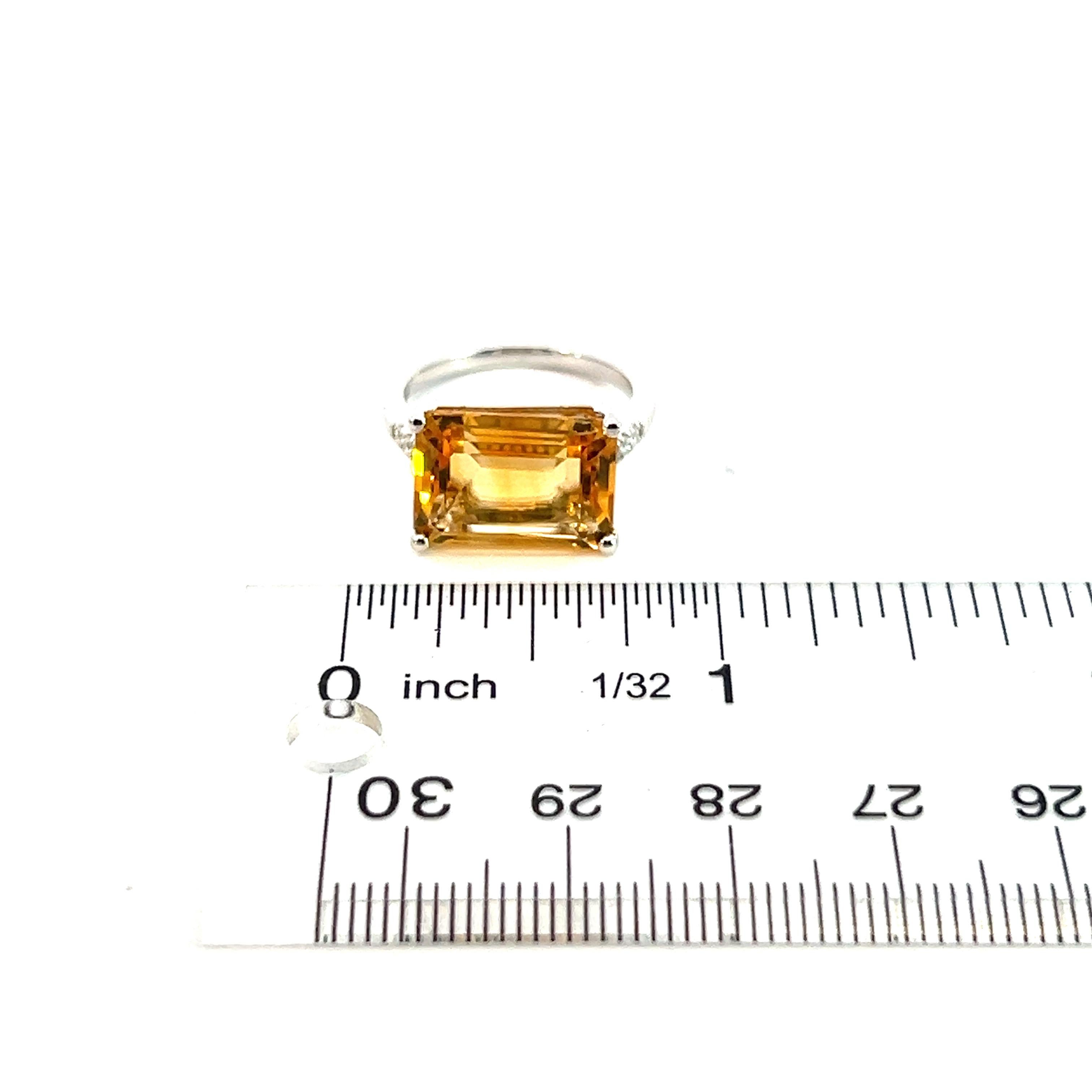 Natural Citrine Diamond Ring 6.5 14k W Gold 7.01 TCW Certified For Sale 10
