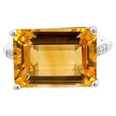 Natural Citrine Diamond Ring 6.5 14k W Gold 7.01 TCW Certified