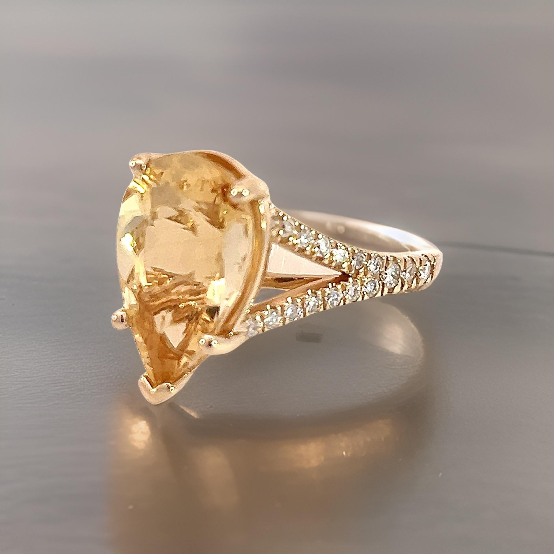 Natural Citrine Diamond Ring 6.5 14k Y Gold 4.79 TCW Certified For Sale 5