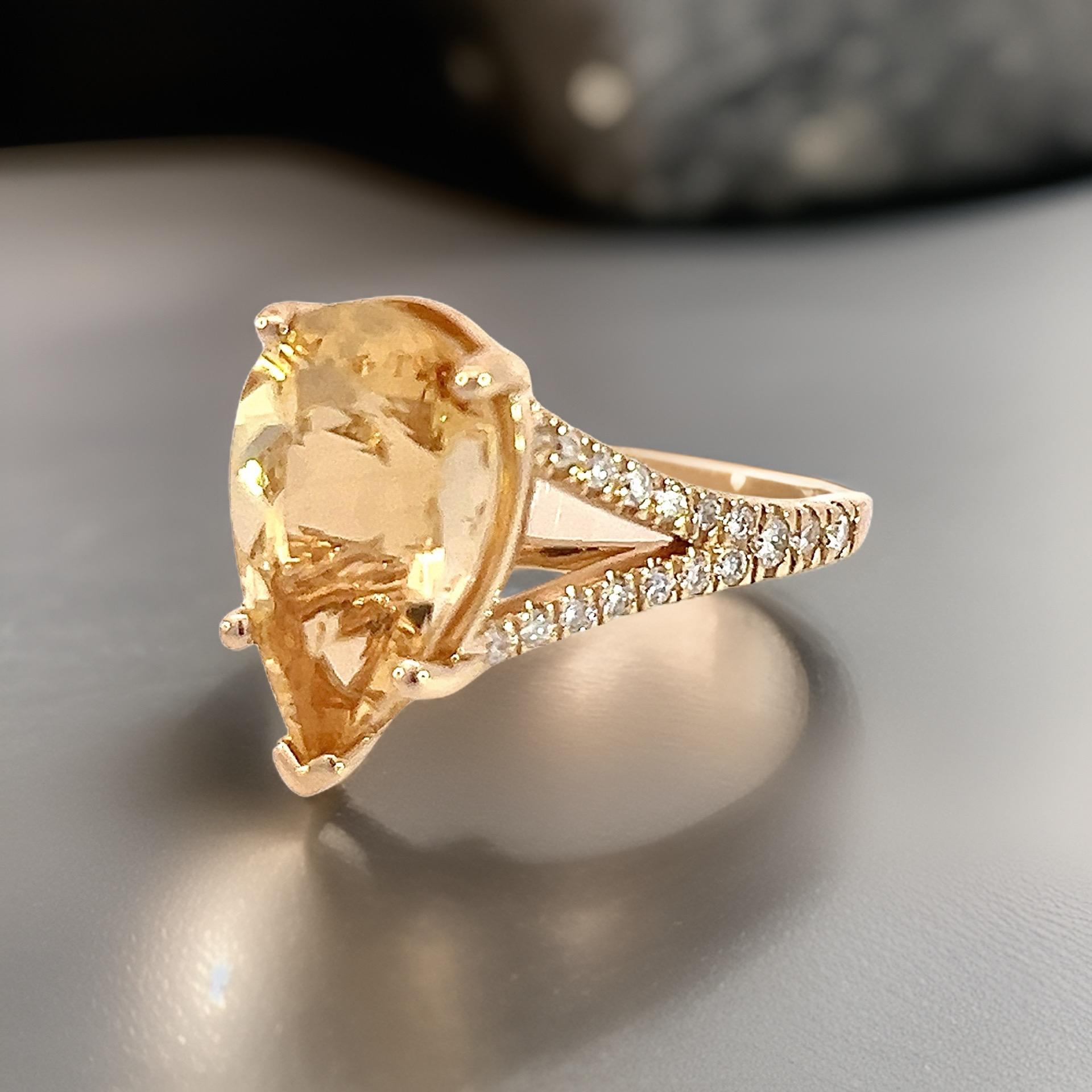 Natural Citrine Diamond Ring 6.5 14k Y Gold 4.79 TCW Certified For Sale 10