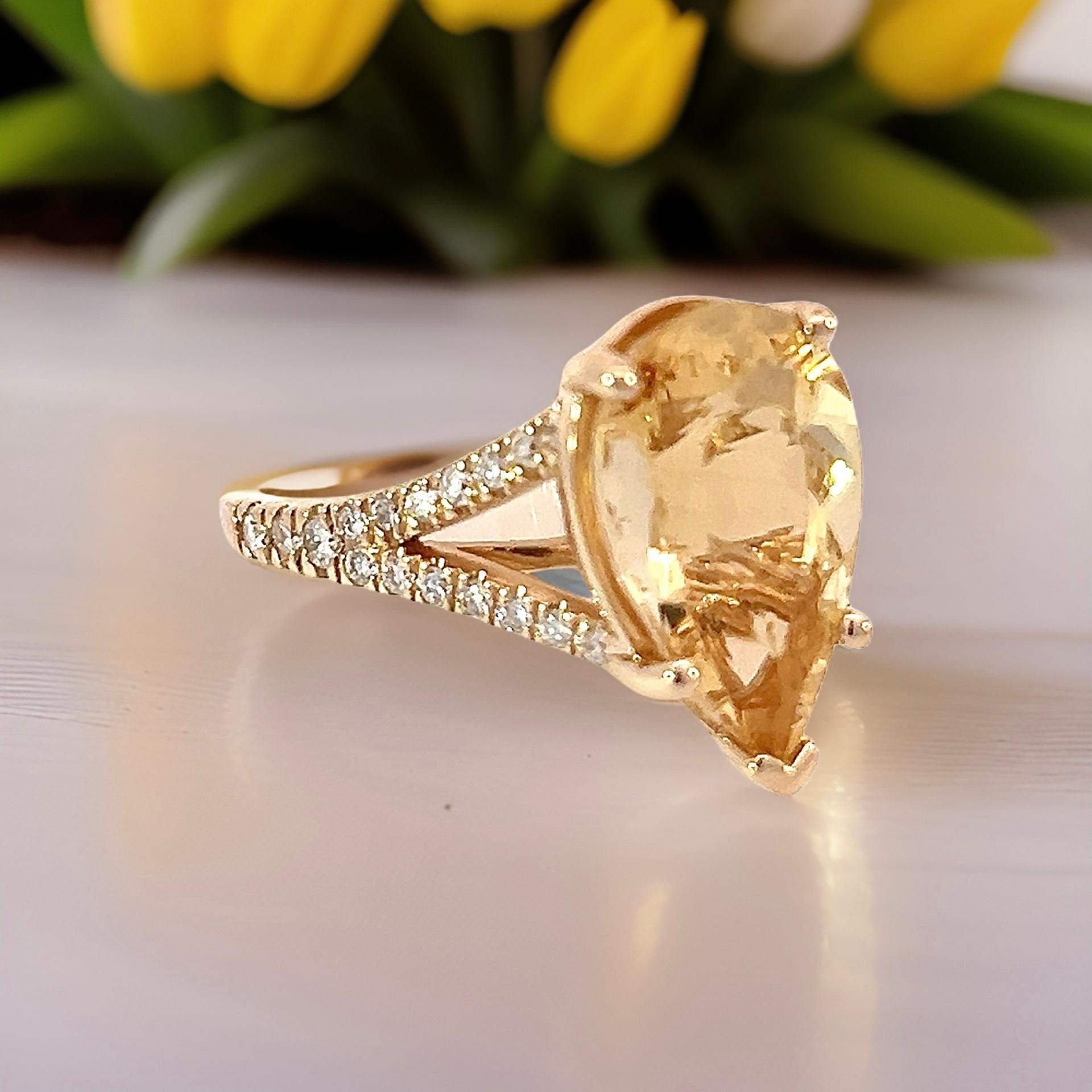 Natural Citrine Diamond Ring 6.5 14k Y Gold 4.79 TCW Certified For Sale 12