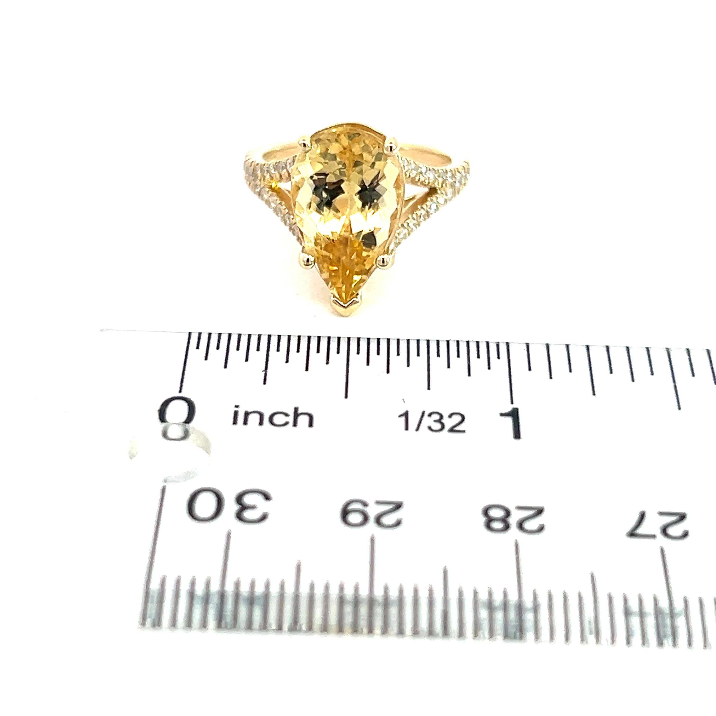 Natürlicher Citrin-Diamantring 6,5 14k Y Gold 4,79 TCW zertifiziert im Angebot 14