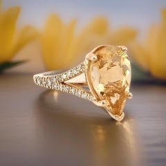 Natural Citrine Diamond Ring 6.5 14k Y Gold 4.79 TCW Certified
