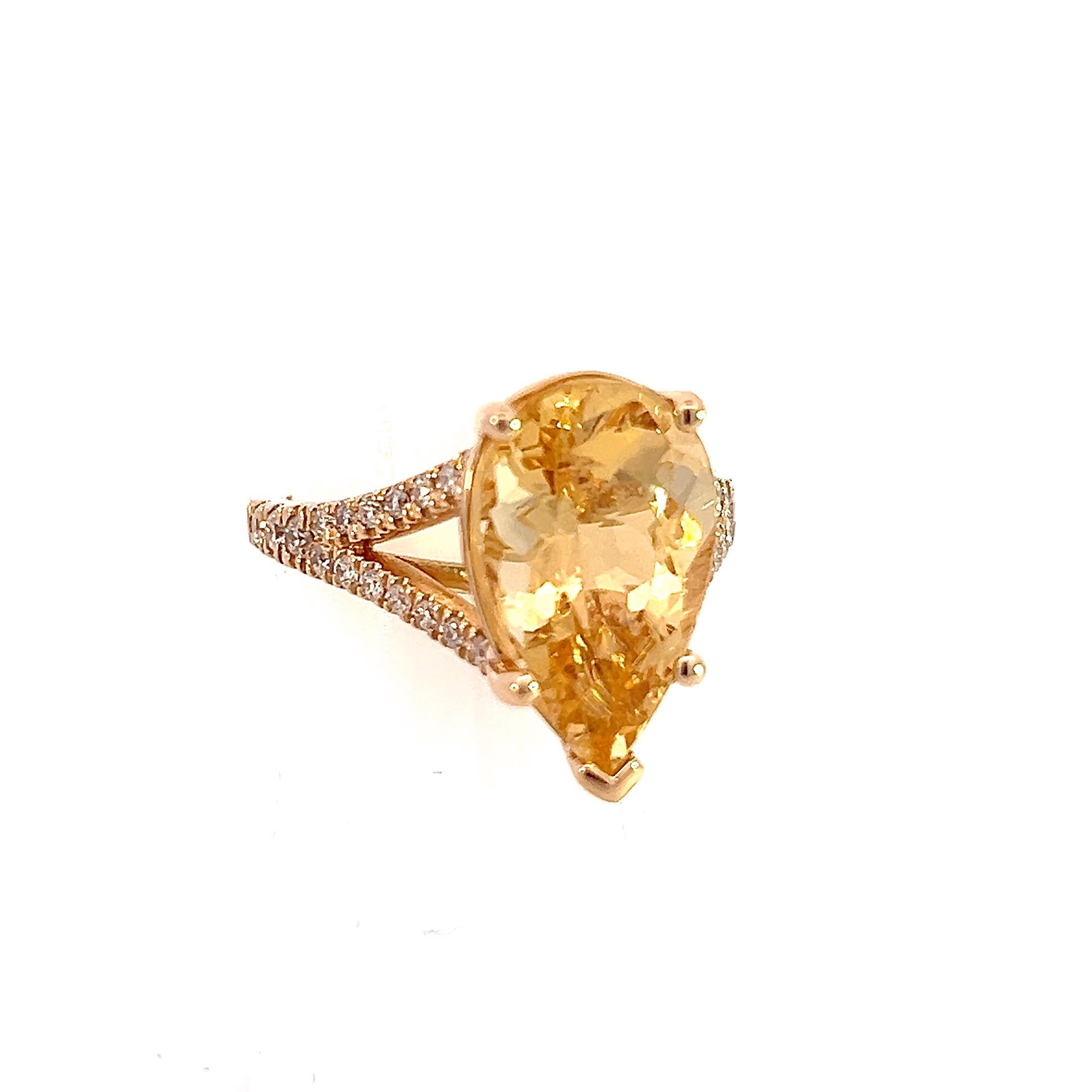 Natural Citrine Diamond Ring 6.5 14k Y Gold 4.79 TCW Certified For Sale 1