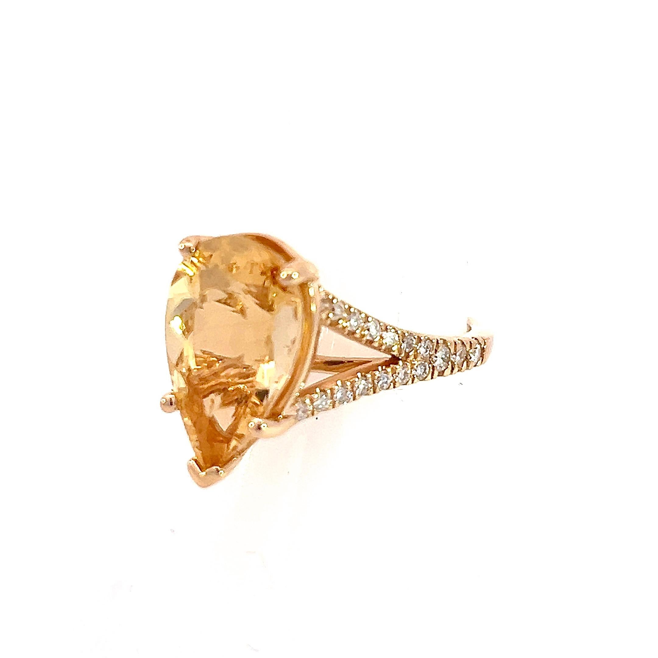 Natural Citrine Diamond Ring 6.5 14k Y Gold 4.79 TCW Certified For Sale 3