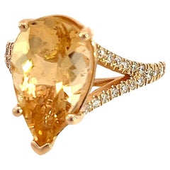Natural Citrine Diamond Ring 6.5 14k Y Gold 4.79 TCW Certified