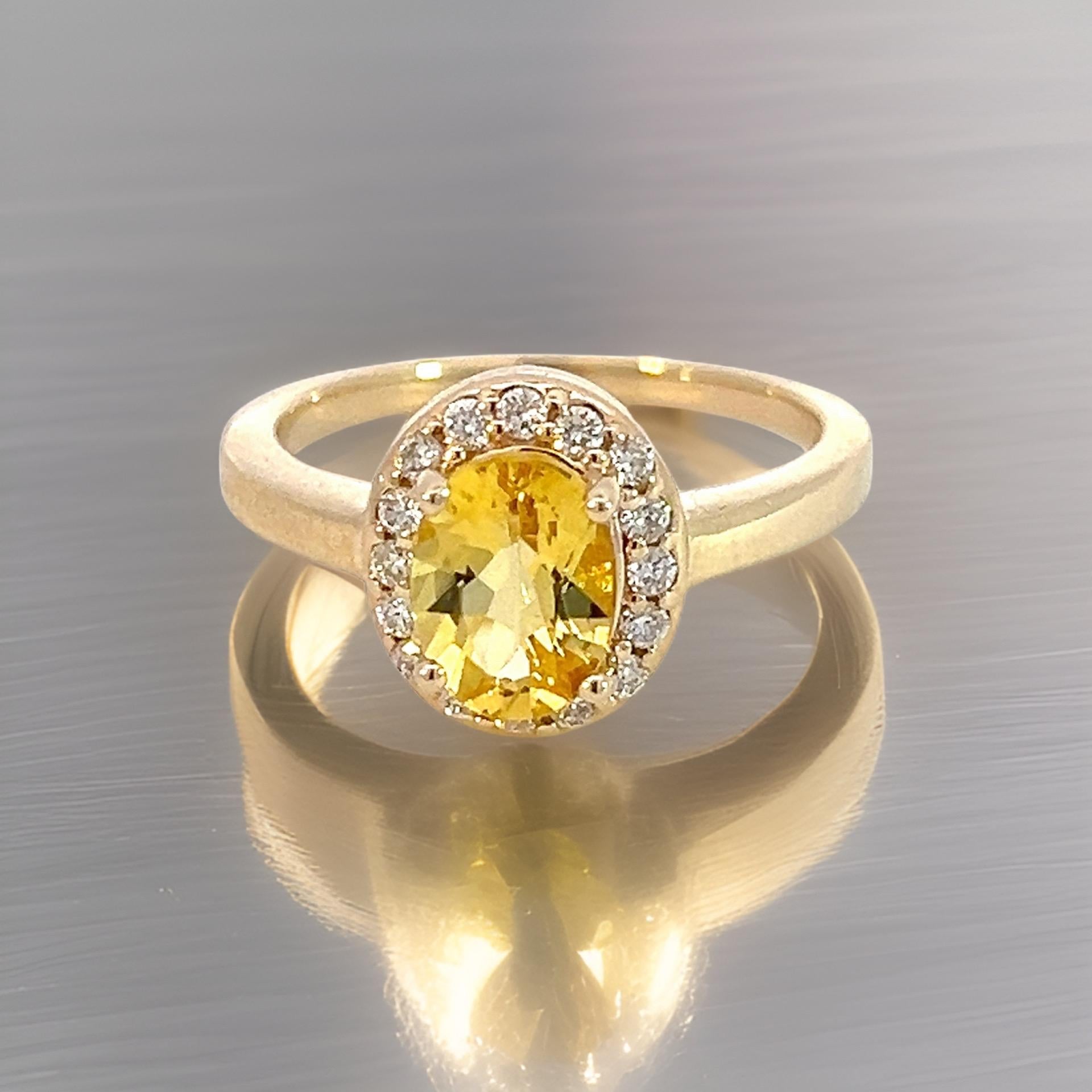 Natural Citrine Diamond Ring 6.5 14k Yellow Gold 1.74 TCW Certified For Sale 7