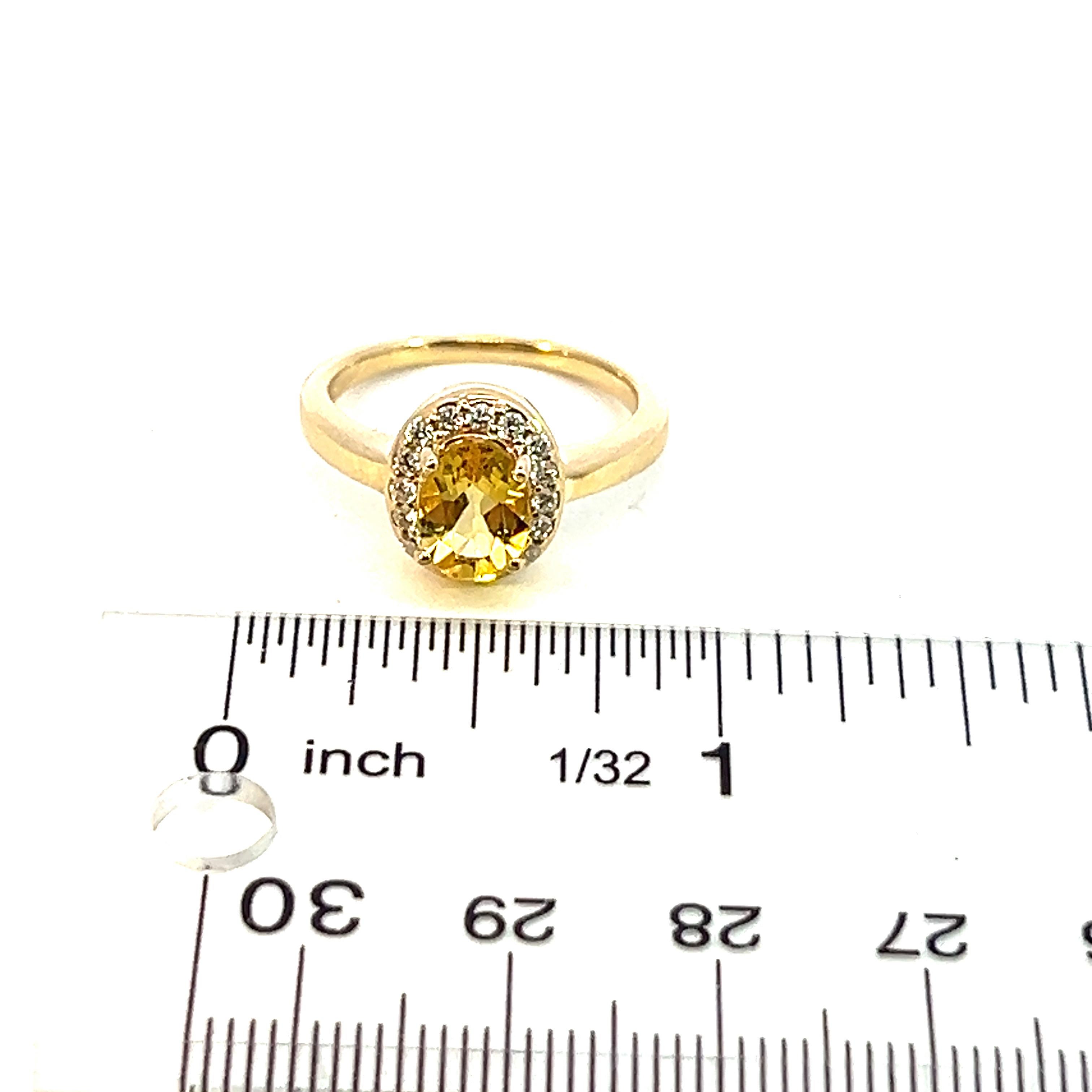 Natural Citrine Diamond Ring 6.5 14k Yellow Gold 1.74 TCW Certified For Sale 8