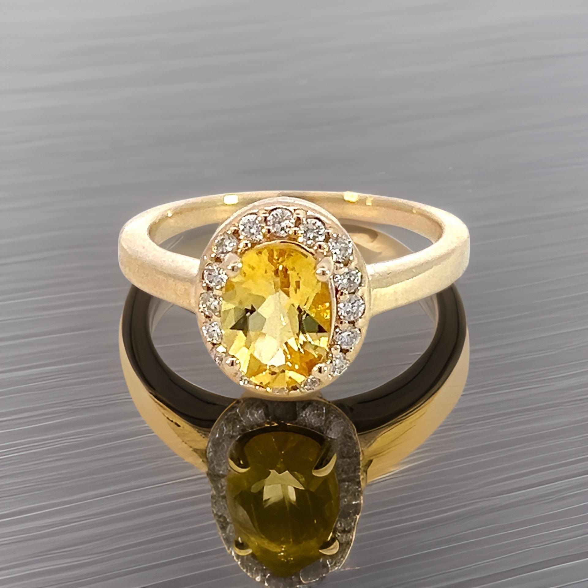 Oval Cut Natural Citrine Diamond Ring 6.5 14k Yellow Gold 1.74 TCW Certified For Sale