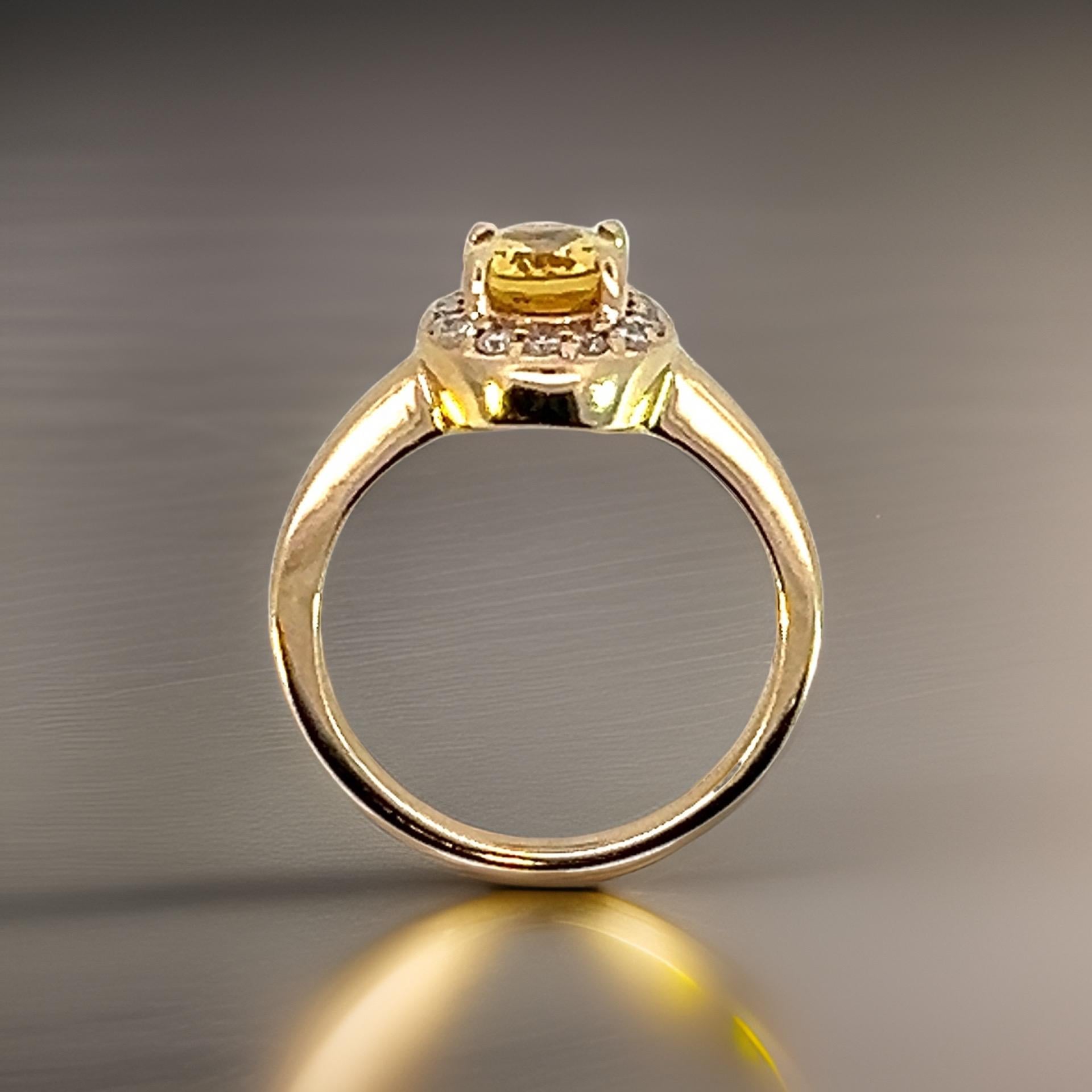 Natural Citrine Diamond Ring 6.5 14k Yellow Gold 1.74 TCW Certified In Good Condition For Sale In Brooklyn, NY