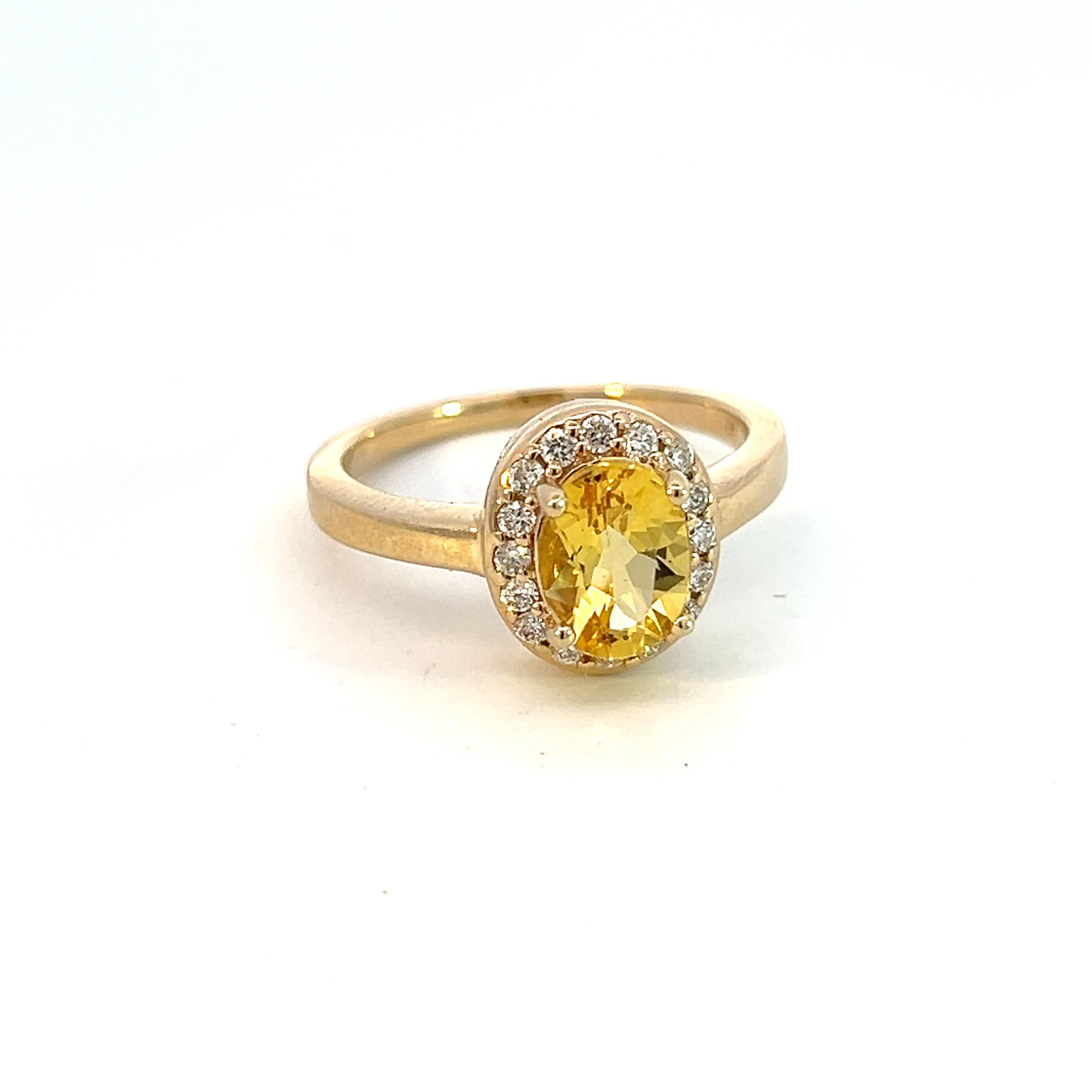 Natural Citrine Diamond Ring 6.5 14k Yellow Gold 1.74 TCW Certified For Sale 2
