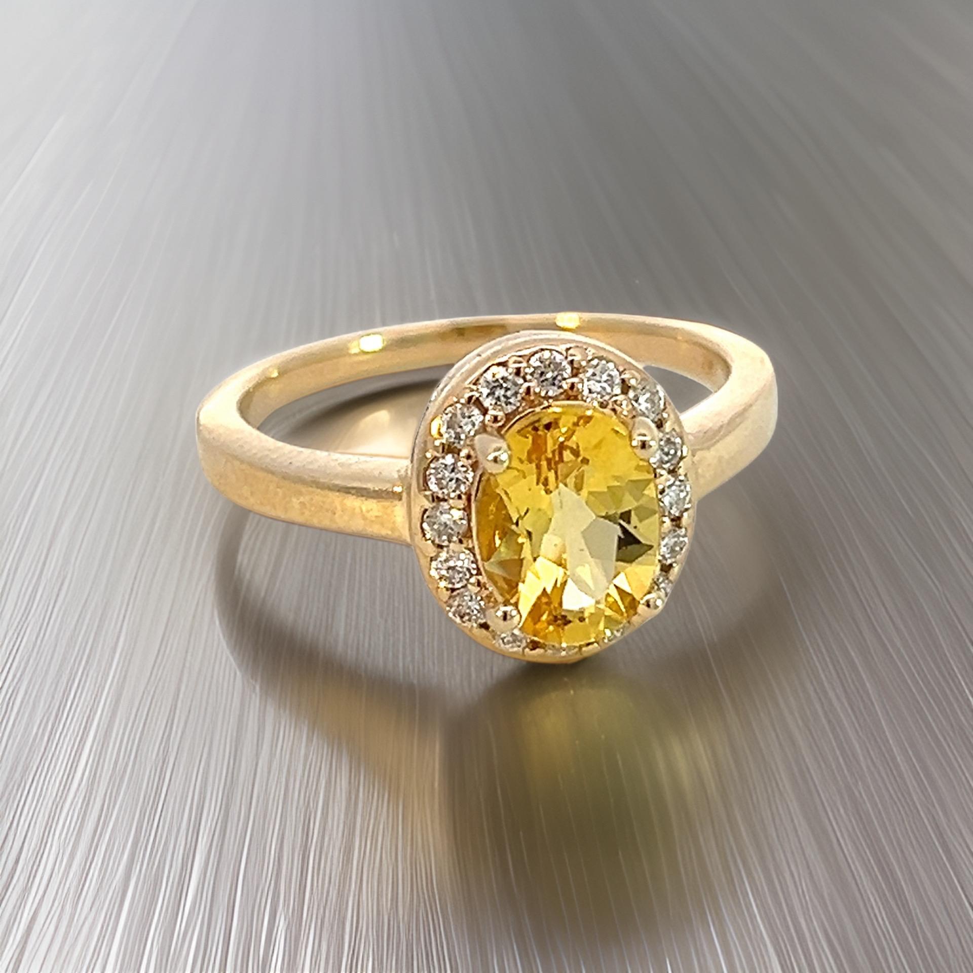 Natural Citrine Diamond Ring 6.5 14k Yellow Gold 1.74 TCW Certified For Sale 3