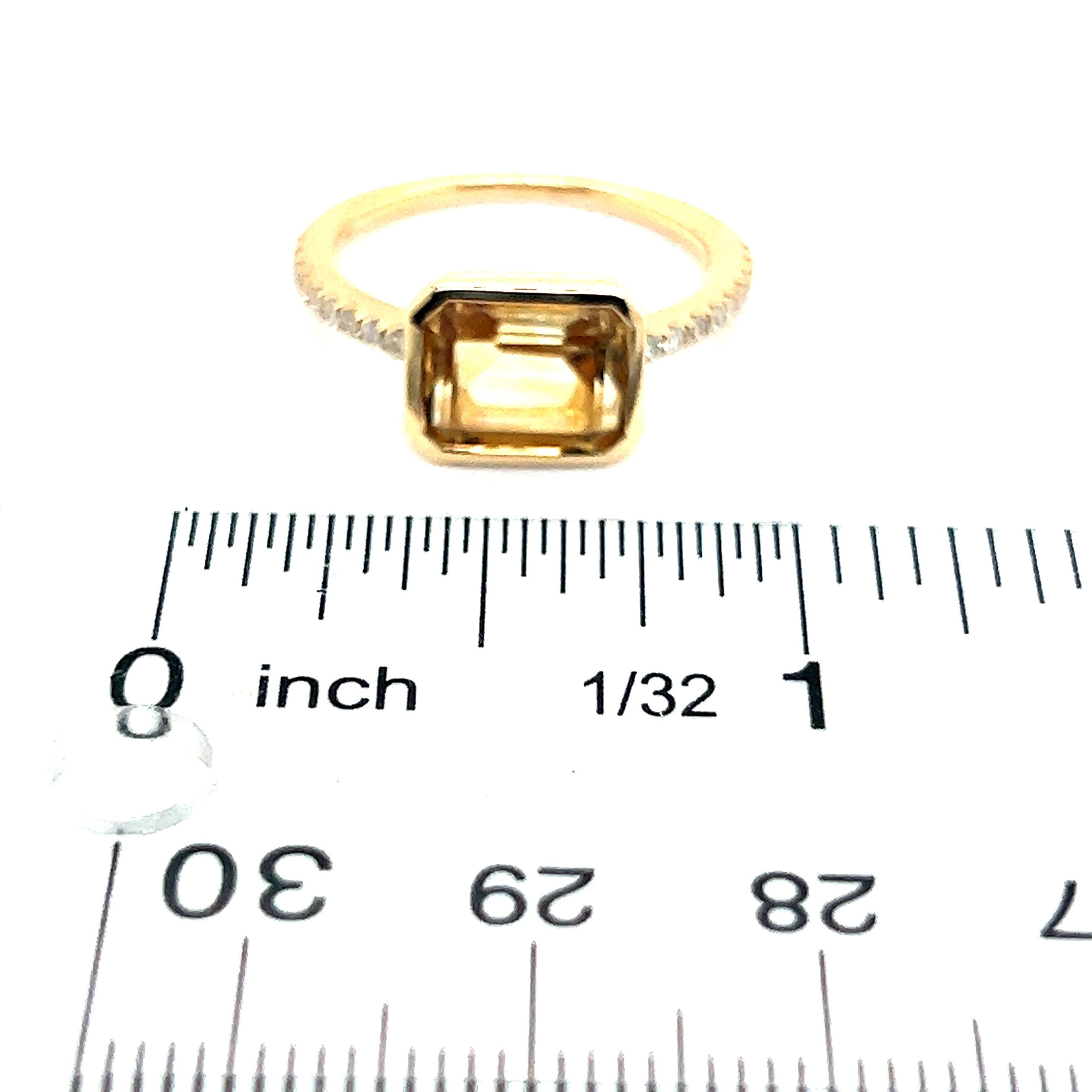 Natural Citrine Diamond Ring 6.5 14k Yellow Gold 2.45 TCW Certified In New Condition For Sale In Brooklyn, NY