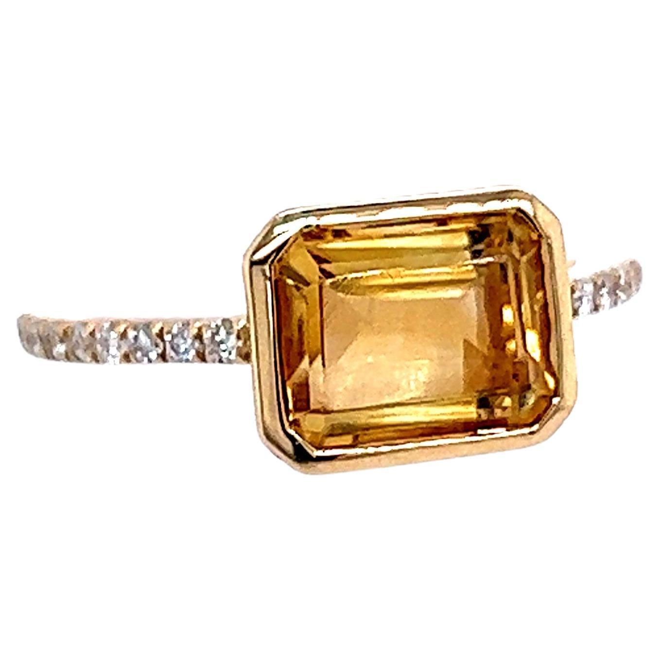 Natural Citrine Diamond Ring 6.5 14k Yellow Gold 2.45 TCW Certified