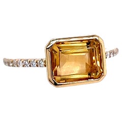 Anello con diamante citrino naturale 6,5 in oro giallo 14k certificato 2,45 TCW