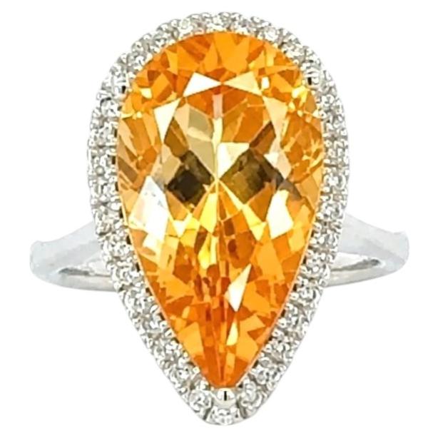 Anillo de citrino natural y diamantes, talla 6,5, oro de 14k, 6,53 TCW, certificado en venta