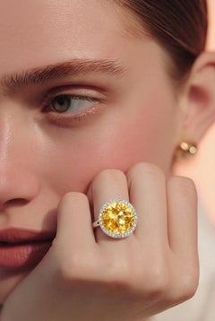 Natural Citrine Diamond Ring Size 6.5 14k Gold 9.6 TCW Certified