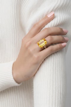 Anillo de diamantes citrinos naturales talla 7 Oro de 14k 18,04 TCW certificado