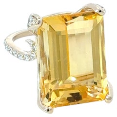 Anillo de diamantes citrinos naturales talla 7 Oro de 14k 18,04 TCW certificado