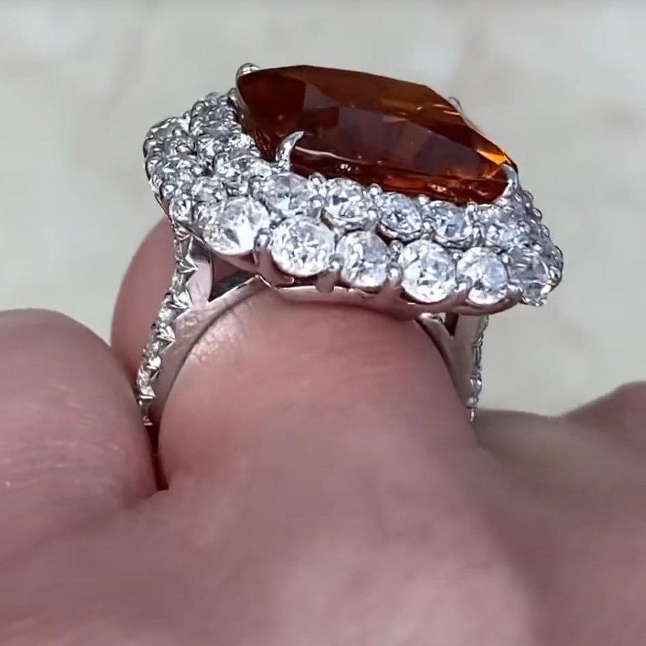 Anello con doppio diamante Citrino naturale (circa 13,40 carati), platino In condizioni ottime in vendita a New York, NY