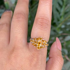 Natural Citrine Floral Gemstone Cluster Ring Made in 925 Sterling Silver for Mom