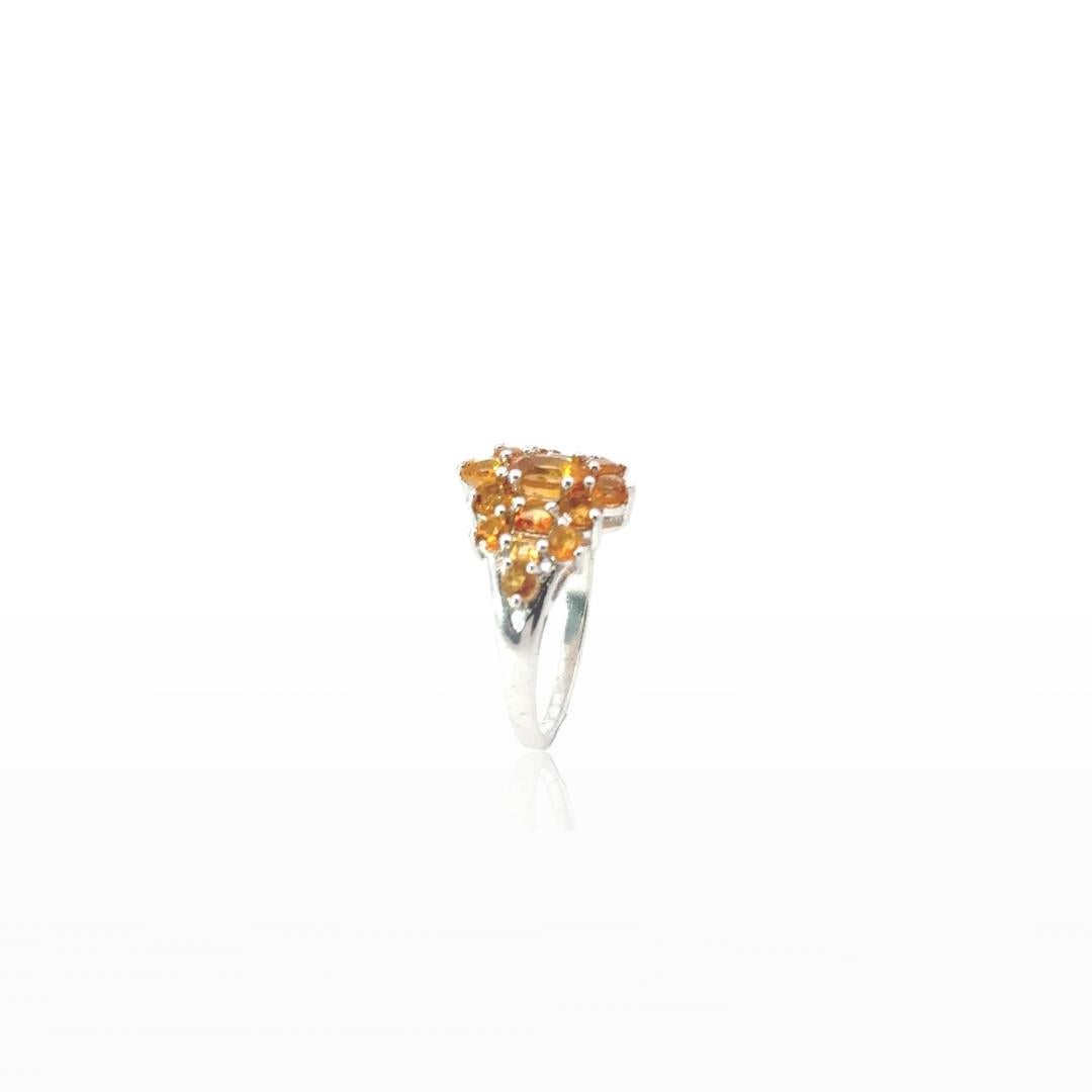 in vendita:  Anello a grappolo con gemme floreali di Citrino naturale in argento 925 per la mamma 3