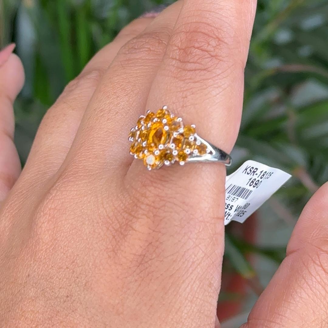 in vendita:  Anello a grappolo con gemme floreali di Citrino naturale in argento 925 per la mamma 4