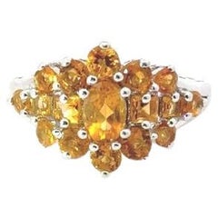 Natürliche Citrin Floral Edelstein Cluster Ring in 925 Sterling Silber für Mama gemacht