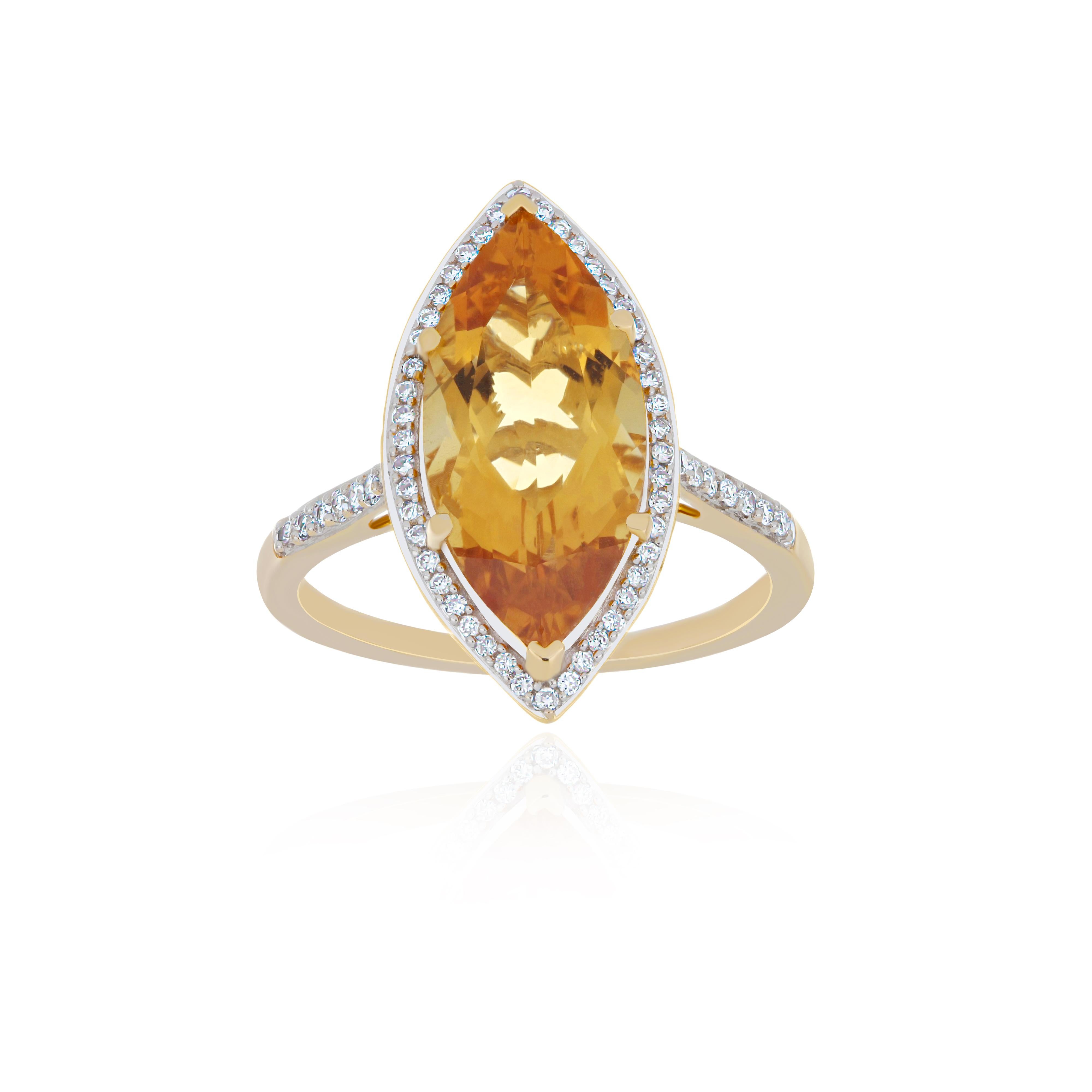 En vente :  Bague et boucles d'oreilles en or jaune 14k serties de diamants pour la Citrine Naturelle 2