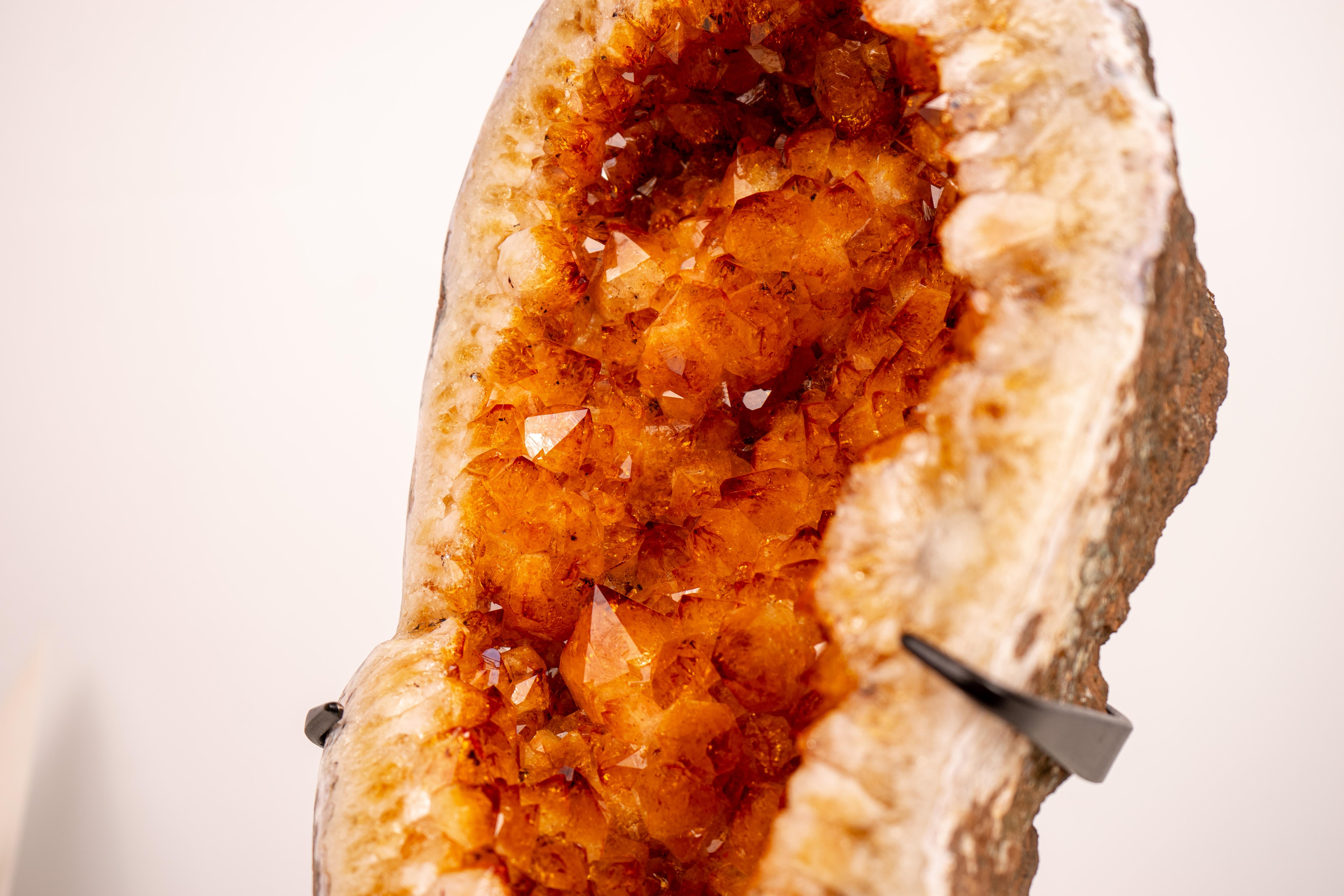 Natürlicher Citrin Geode Höhle mit großen orange Punkte, Tisch & Regal Dekoration im Angebot 4