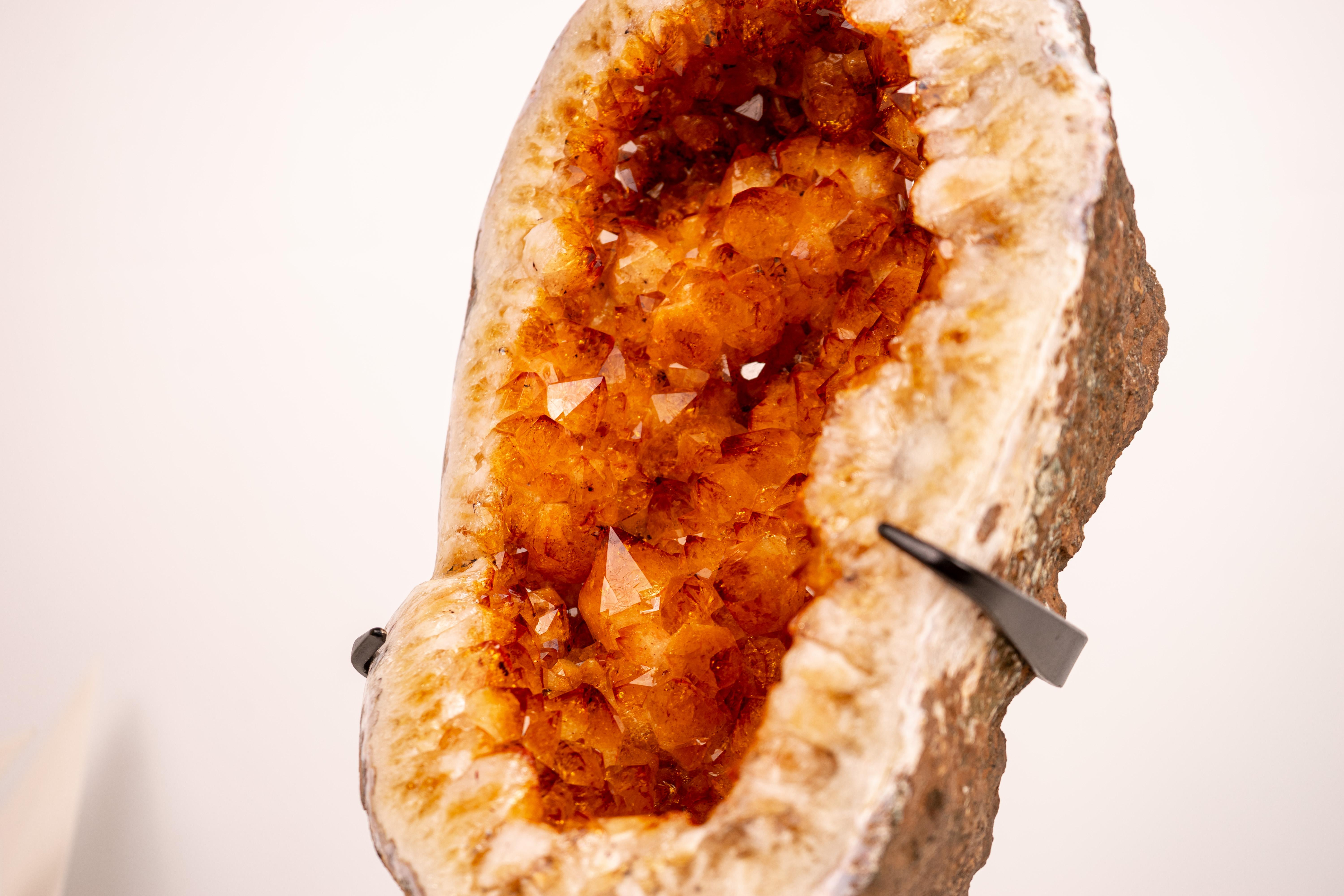 Natürlicher Citrin Geode Höhle mit großen orange Punkte, Tisch & Regal Dekoration im Angebot 2