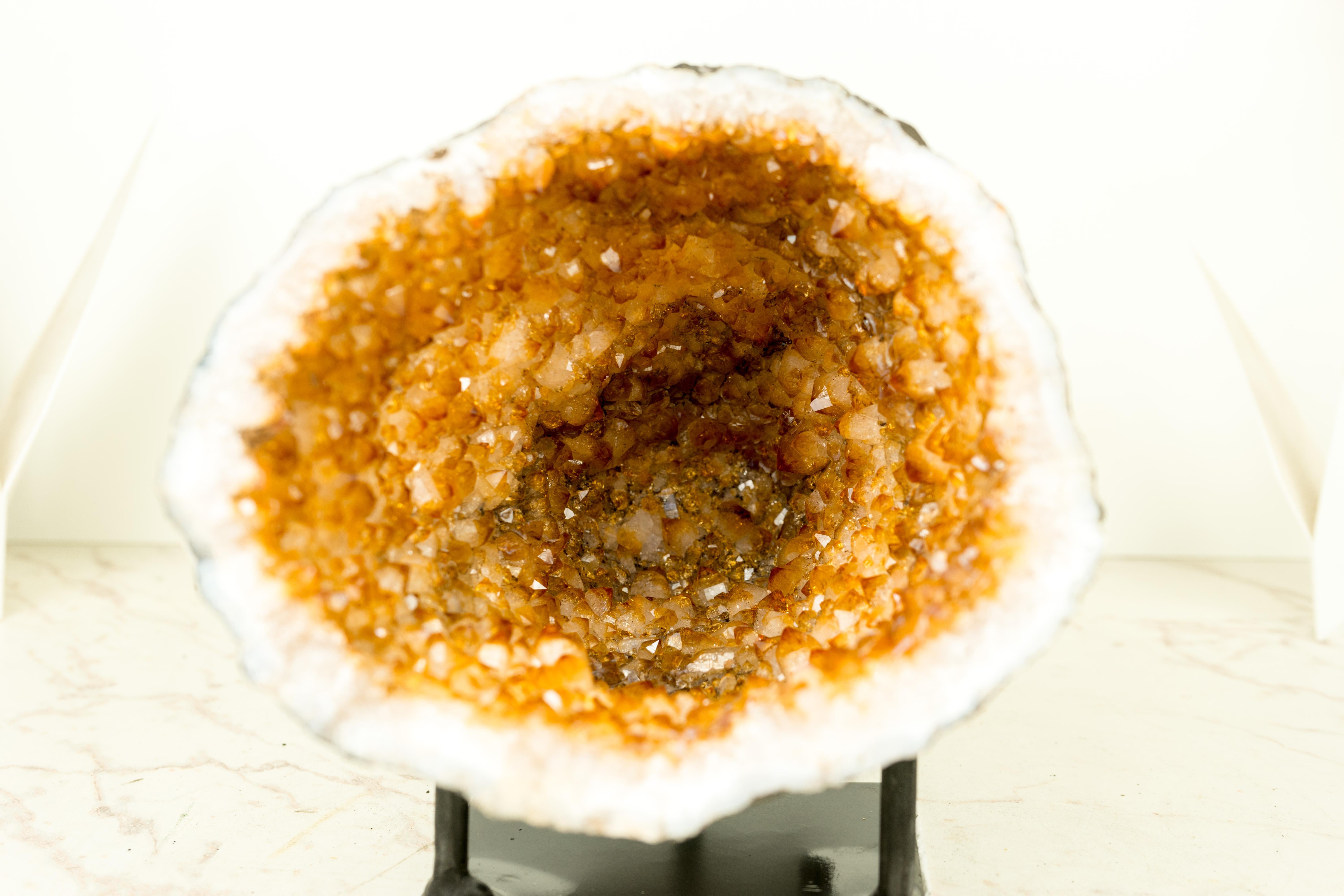 Natural Citrine Geode Cave with Sparkly High-Grade Orange Citrine For Sale 1