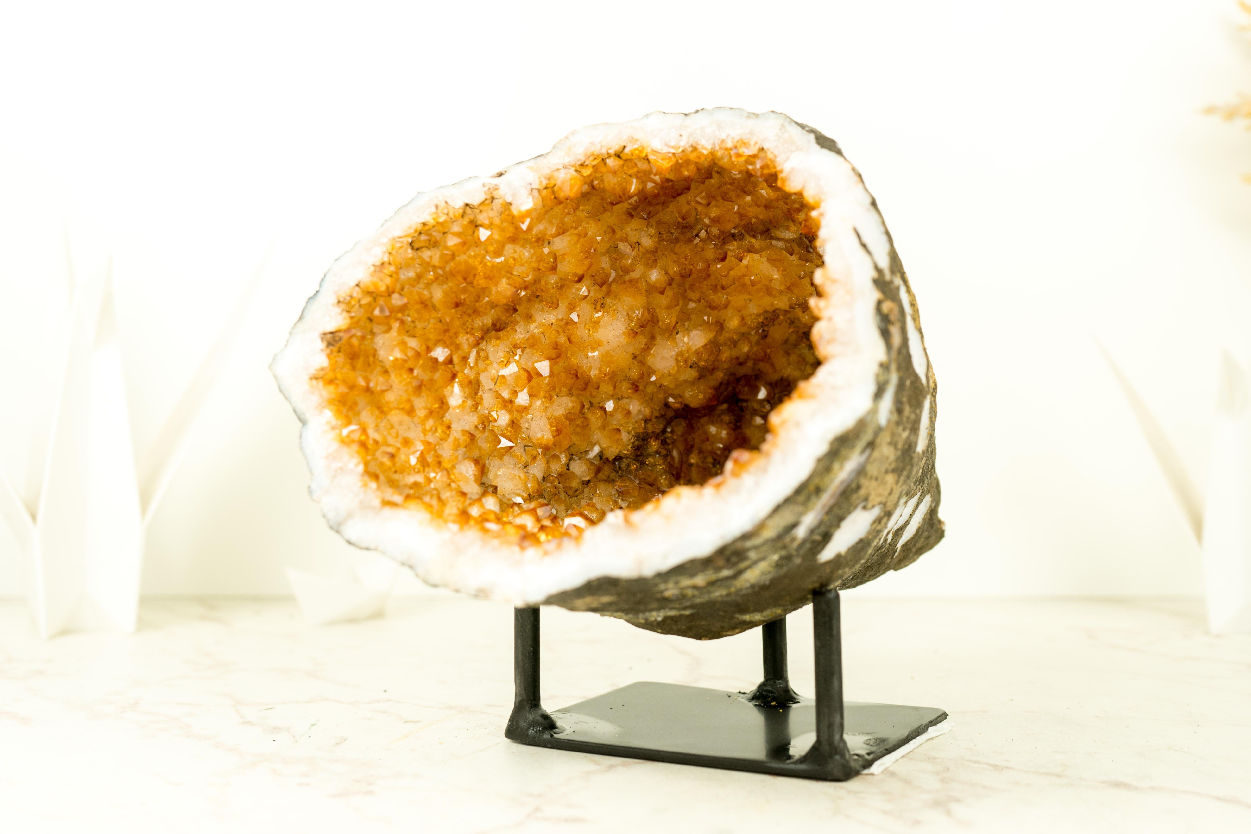 Natural Citrine Geode Cave with Sparkly High-Grade Orange Citrine For Sale 6