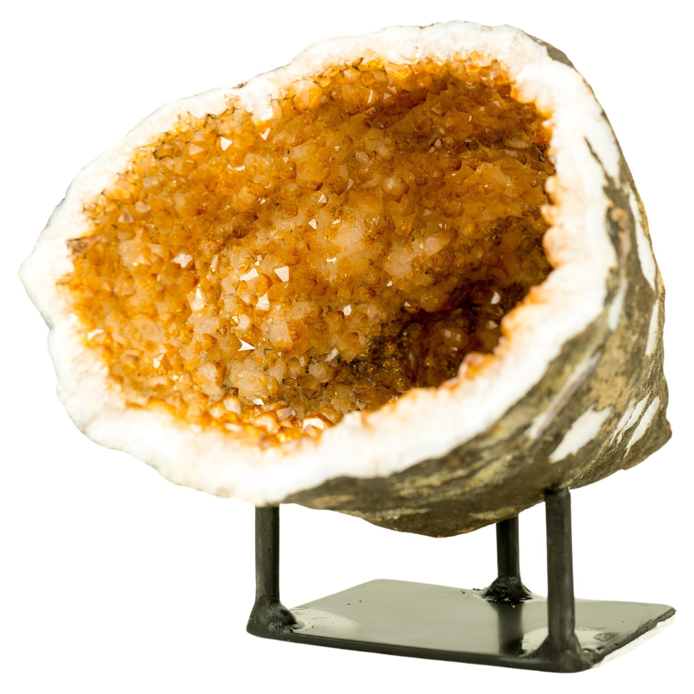 Natural Citrine Geode Cave with Sparkly High-Grade Orange Citrine For Sale