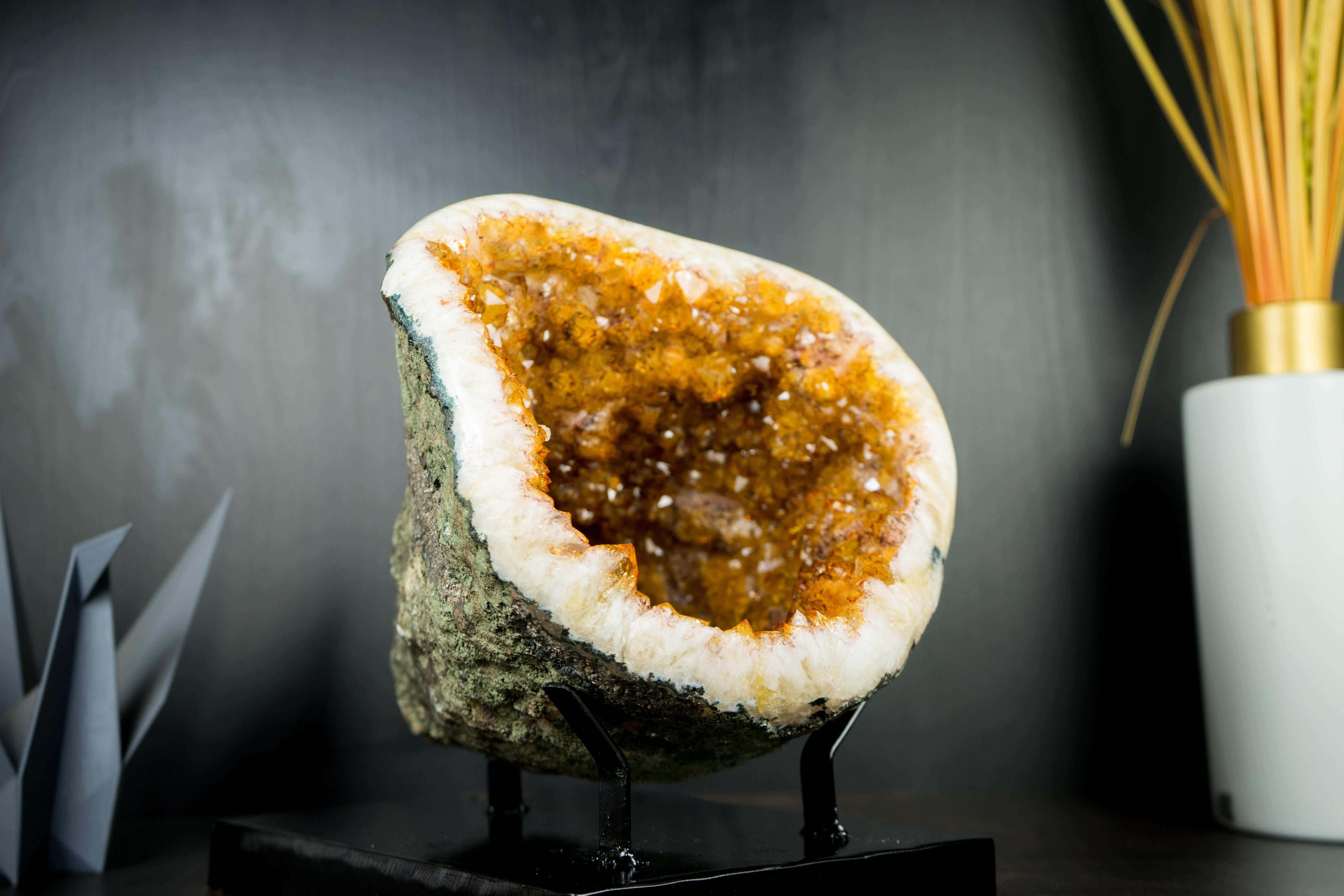 Citrine Geode Cave with High-Grade Orange Citrine Druzy - A All-Natural, Perfect Citrine Geode

▫️ Description

With its golden-orange hue and naturally beautiful cave-like shape, this Citrine Geode offers substantial beauty in a compact form.
