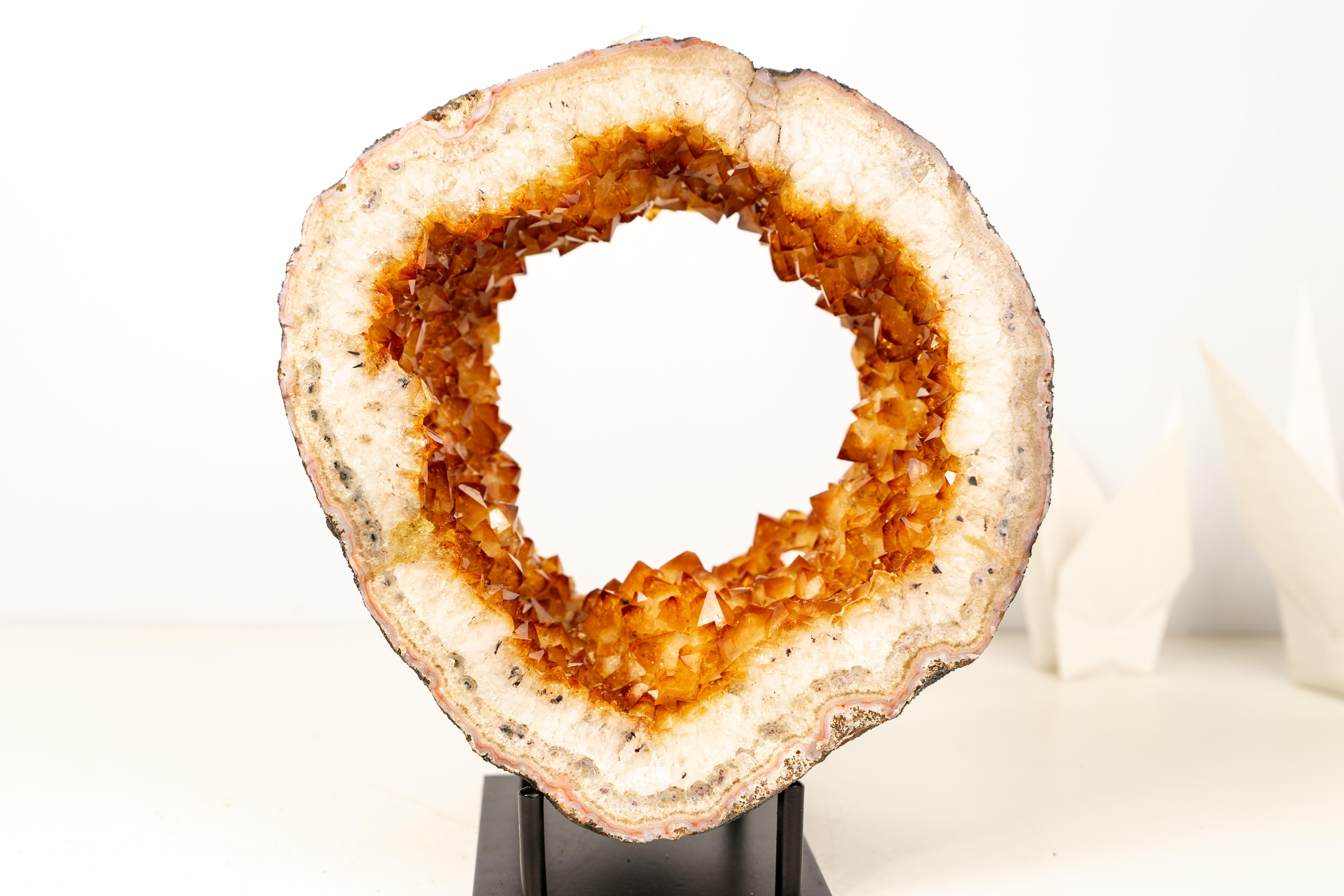 Natural Citrine Geode Portal with Flower Rosettes (Brasilianisch) im Angebot
