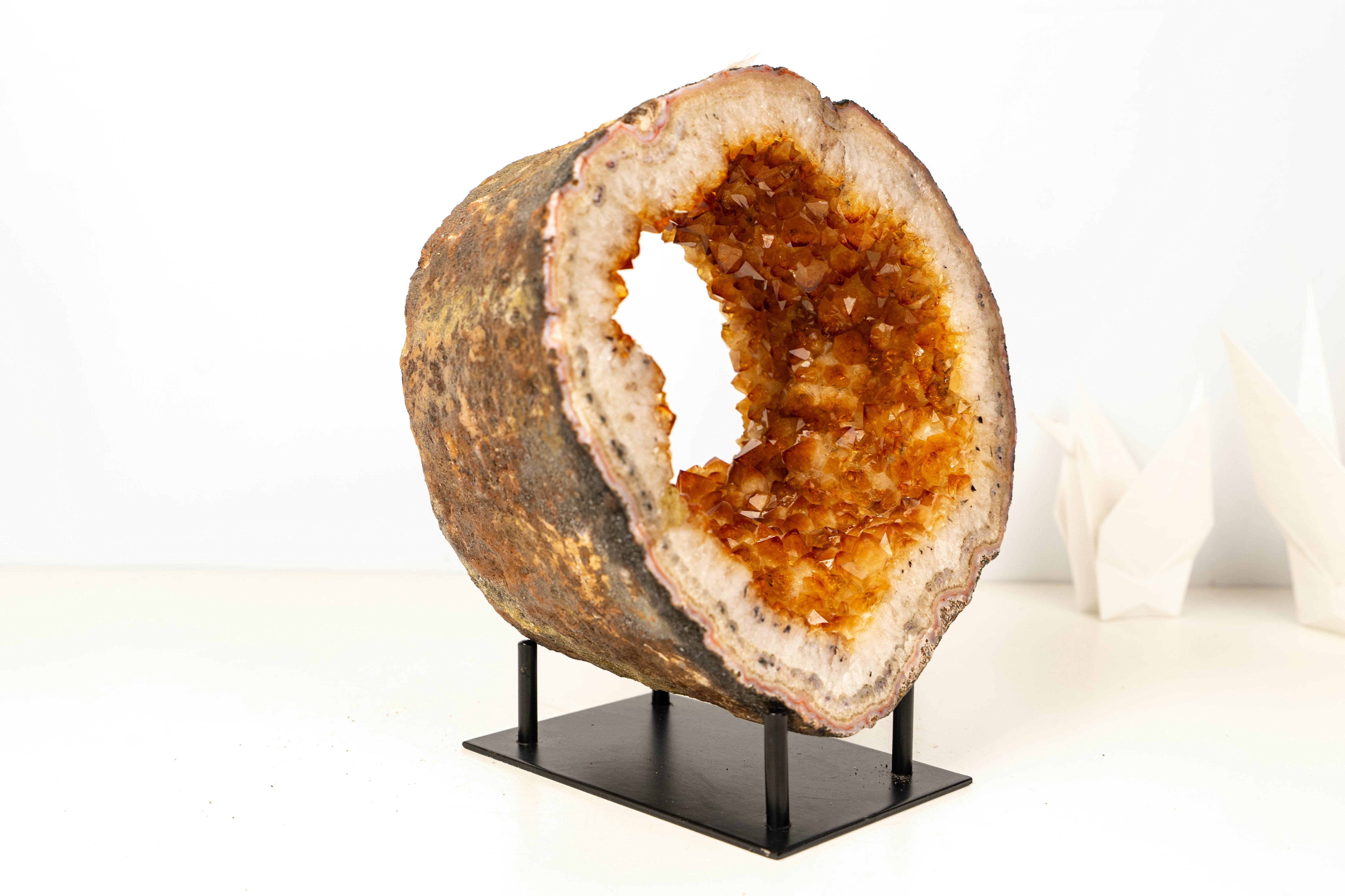 Natural Citrine Geode Portal with Flower Rosettes im Angebot 1