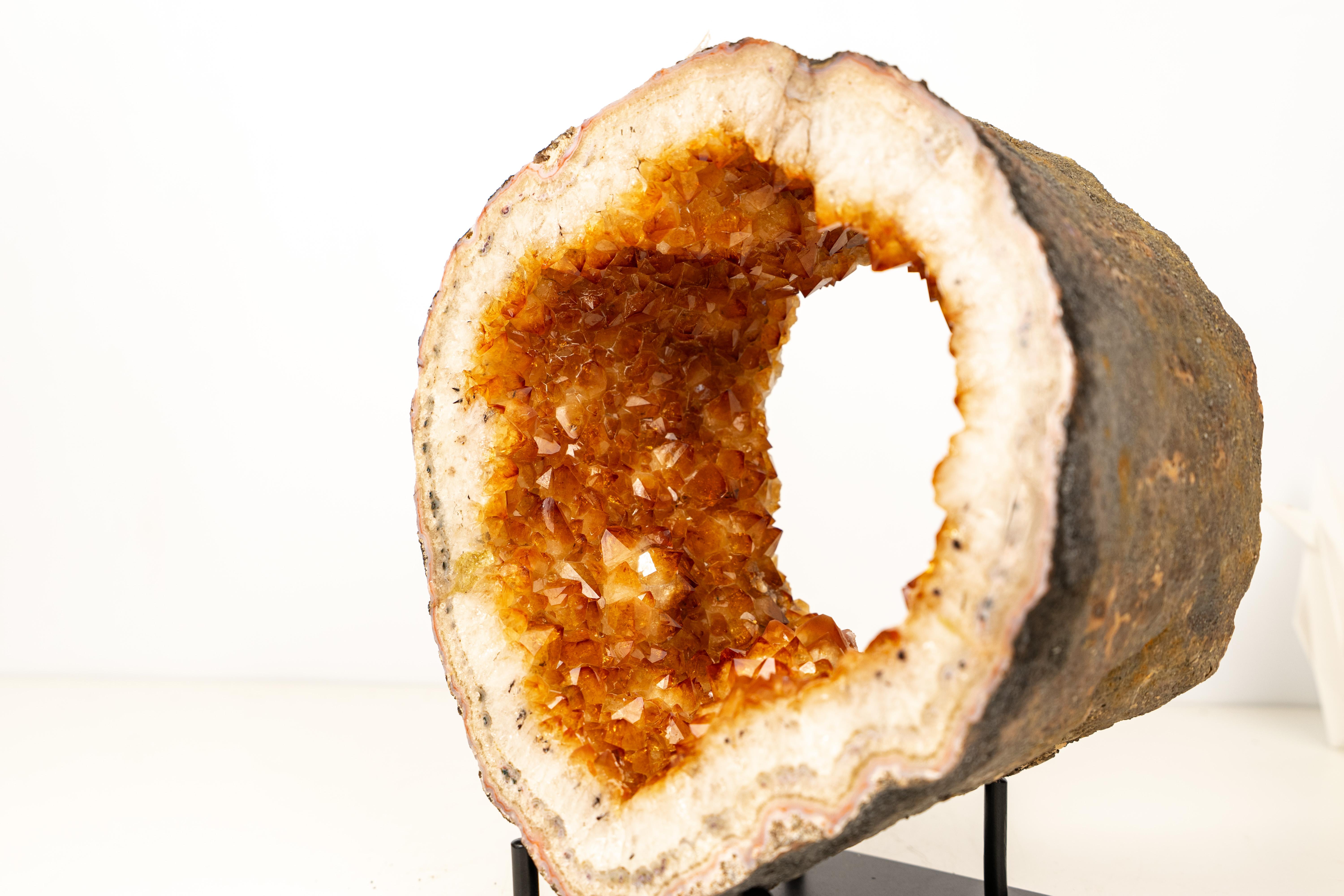 Natural Citrine Geode Portal with Flower Rosettes im Angebot 3