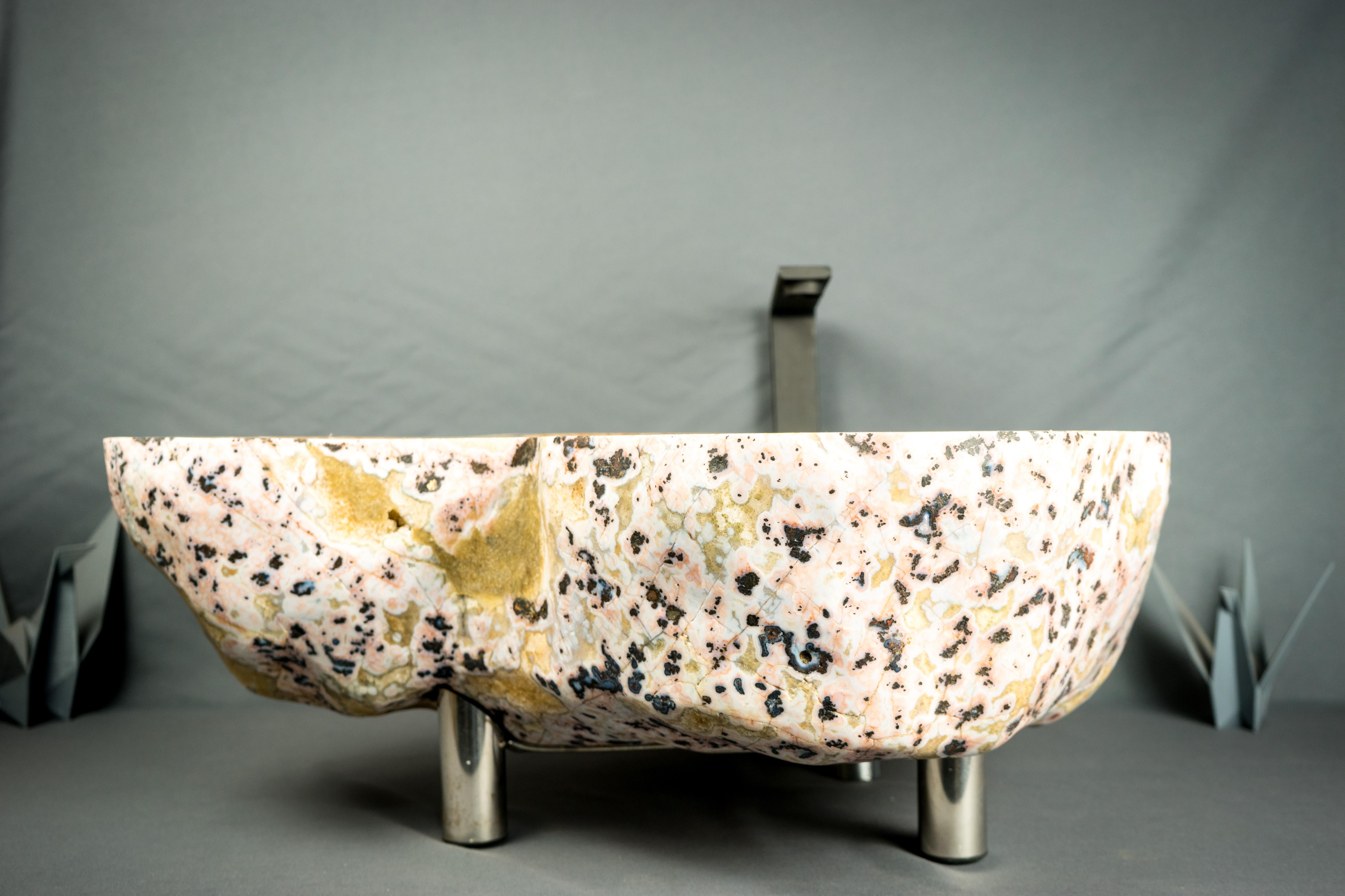 Fregadero de Geoda de Citrino Natural con Cristales de Druzy, Lavabo, Fregadero de Piedra de Lujo Brasileño en venta
