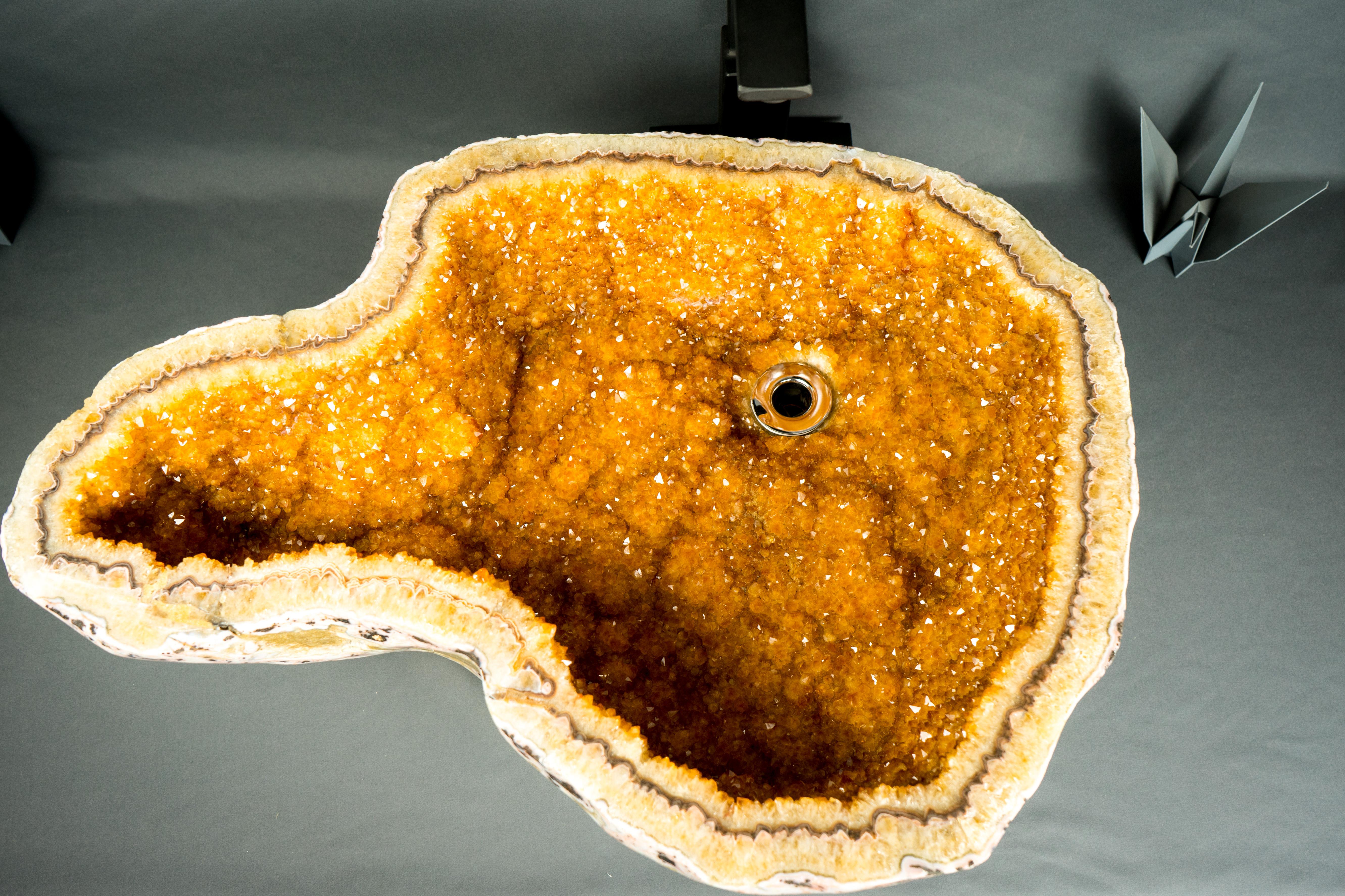 Fregadero de Geoda de Citrino Natural con Cristales de Druzy, Lavabo, Fregadero de Piedra de Lujo en venta 1