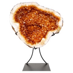 Natural Citrine Geode with Madeira Orange Crystals on a Custom-Made Stand