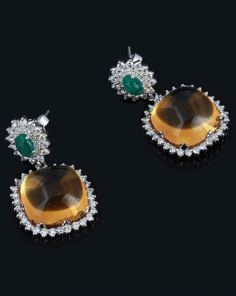 Contemporain Boucles d'oreilles en or 18K Citrine Naturelle en vente