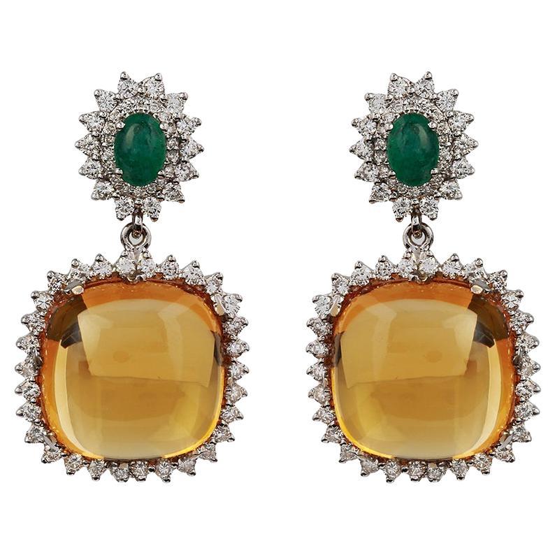 Natural Citrine Gold Earrings in 18K