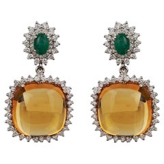 Natural Citrine Gold Earrings in 18K