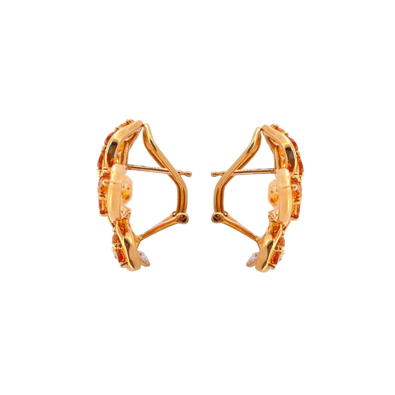 Retro Natural Citrine Leaf Earrings - 0.10 TCW, 18K Yellow Gold For Sale