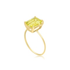 Natural Citrine Lemon Quartz Intini Jewels 18 Karat Yellow Gold Cocktail Ring