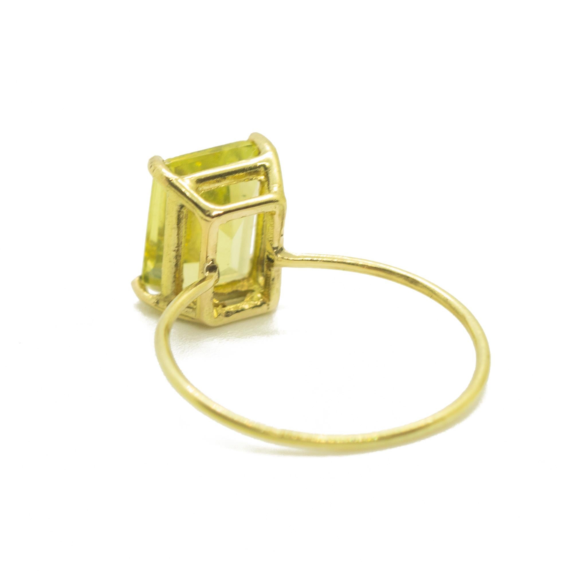 Women's or Men's Natural Citrine Lemon Quartz Intini Jewels 18 Karat Yellow Gold Cocktail Ring