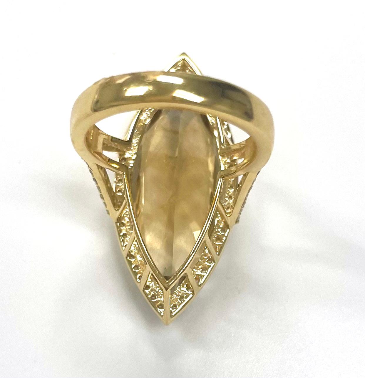 Bague Nature Citrine Marquise 16 Carats avec Diamants Paradizia Neuf - En vente à Laguna Beach, CA