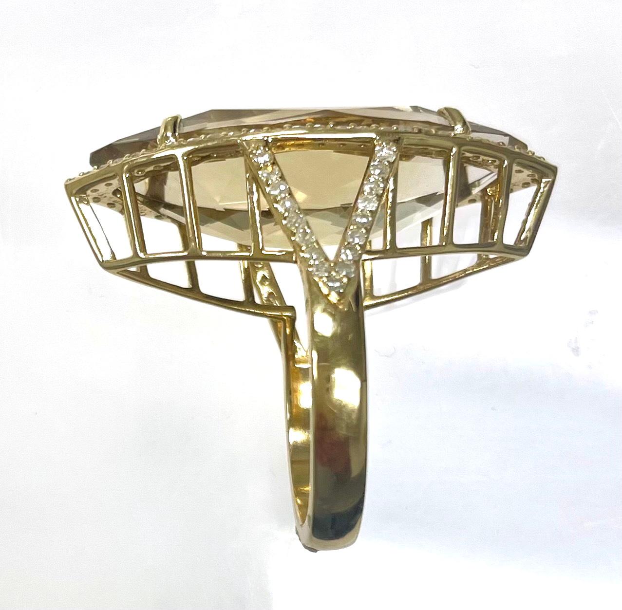 Bague Nature Citrine Marquise 16 Carats avec Diamants Paradizia Pour femmes en vente