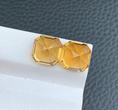 Natural Citrine Pair Loose Gemstone: 10.80 Carat Asscher Cut For Jewelry